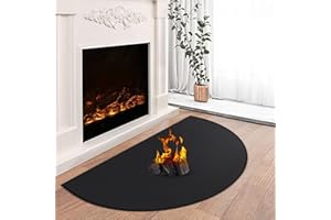TOHONFOO Hearth Rugs for Fireplaces Fire Resistant, 42 x 24 inch Fireproof Fireplace Mat Hearth Rug, Hearth Pads for Wood Stove Fireplace Indoor Outdoor, Protect Floors Carpets from Sparks Embers-Black, 1mm