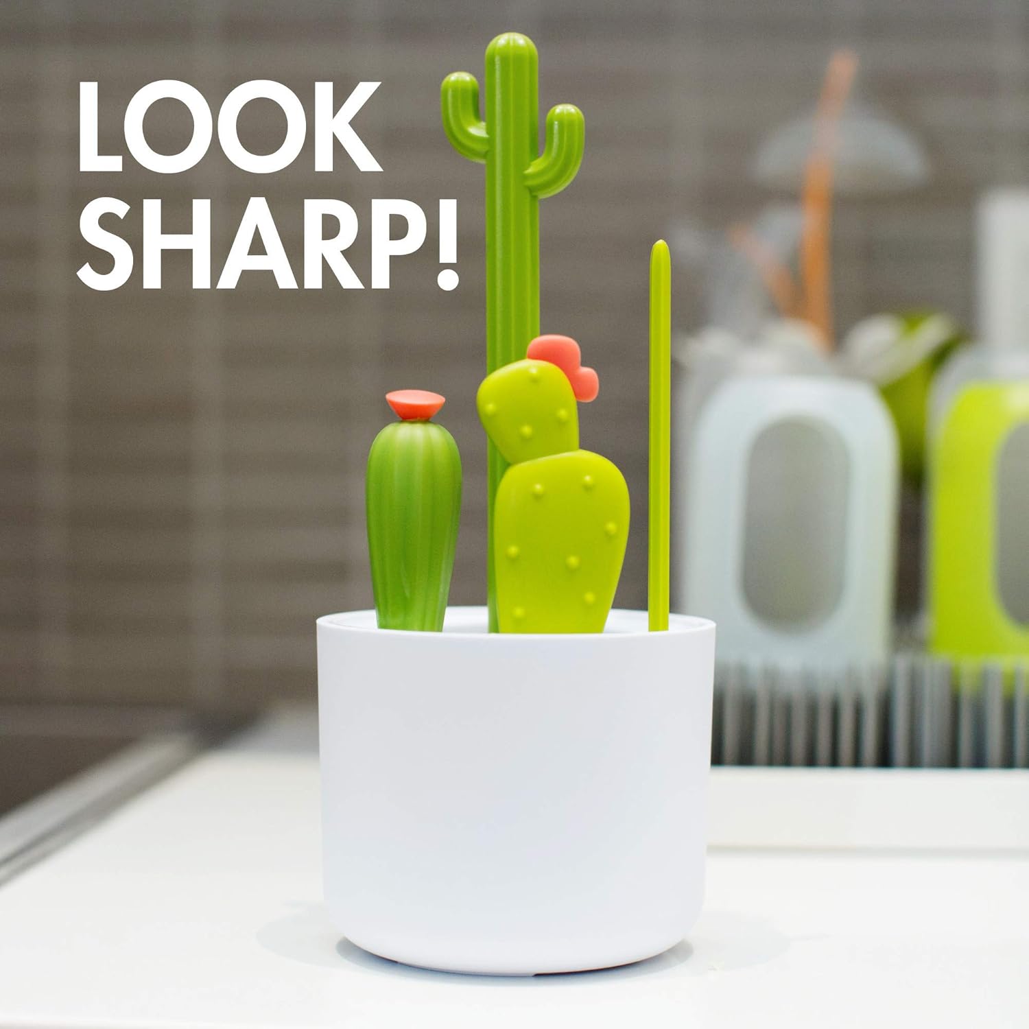 Boon Cacti Bottle Cleaning Brush Set (4pcs), Green : Baby