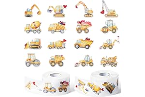 W1cwey Valentine’s Self-Adhesive Stickers Rolls - 1000pcs(2 Rolls)16 Designs Valentine’s Day Watercolor Construction Trucks Sticker Kids Laptop Scrapbook Giftwrap Birthday Exchange Gift Wraping Decor