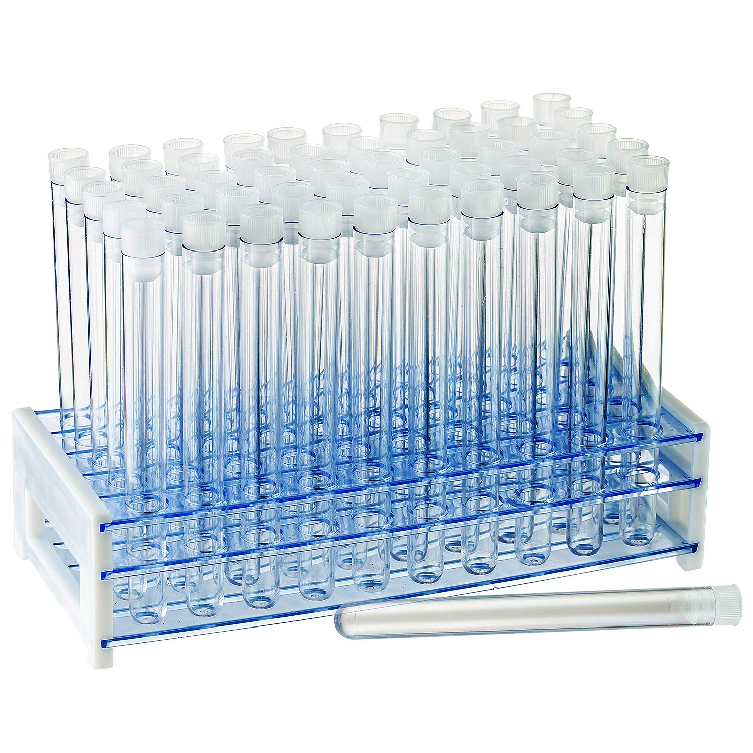 Ackers Science 50 Tube 16x150mm Clear Plastic Test Tube Set with Caps