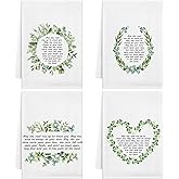 Mimorou 4 Pcs Irish Blessing Kitchen Towel St. Patrick's Day Gifts for Women Ireland Waffle Weave Greeting Dishtowels Irish Hand Lucky Clover Towels for Women Table Decorations 16x24 Inch