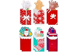 American Greetings Christmas Gift Card Holders, Gingerbread Man, Santa, and Presents (12-Count)