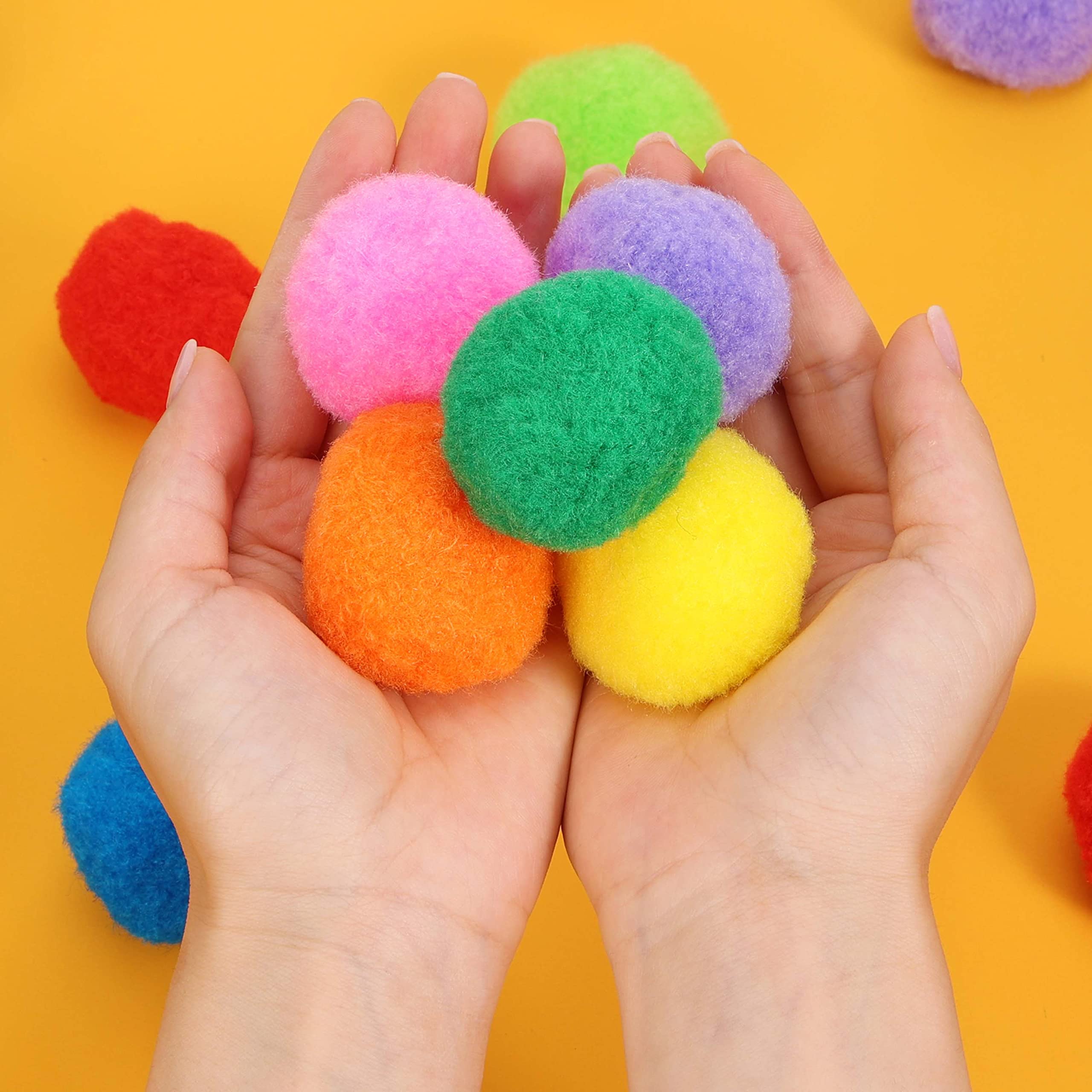 Caydo [130pcs] 30pcs 2 Inch Large Pom Poms with 100pcs Wiggly Eyes, Multicolor Pompoms for Arts and Crafts Kids DIY Projects