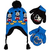 Disney Boys Mickey Mouse Winter Hat and 2 Pair Mitten or Gloves Set (Age 2-7)