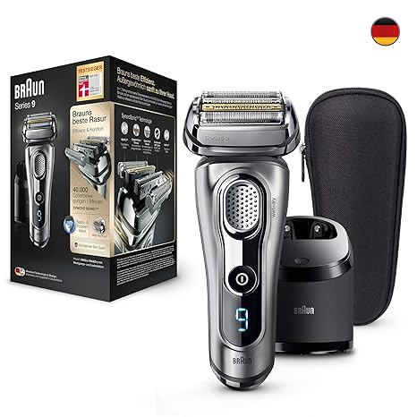 Braun Series 9 9292cc elektrischer Rasierer, mit Reinigungs- und Ladestation und Reise-Etui, silber