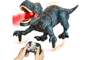 FLYBAKIZ Remote Control Robot Dinosaur Toys for Kids 5-7,2.4G Electronic RC Walking Dinosaur Pet for Boys 4-7 with Spray & Light & Roar,Large Dino Toys for Kids 3-5 Year Old Christmas Birthday Gift (Blue)