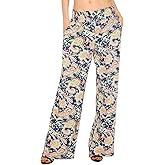 Urban CoCo Women's Boho Palazzo Pants Wide Leg Beach Pants High Waisted Lounge Pants with Pockets