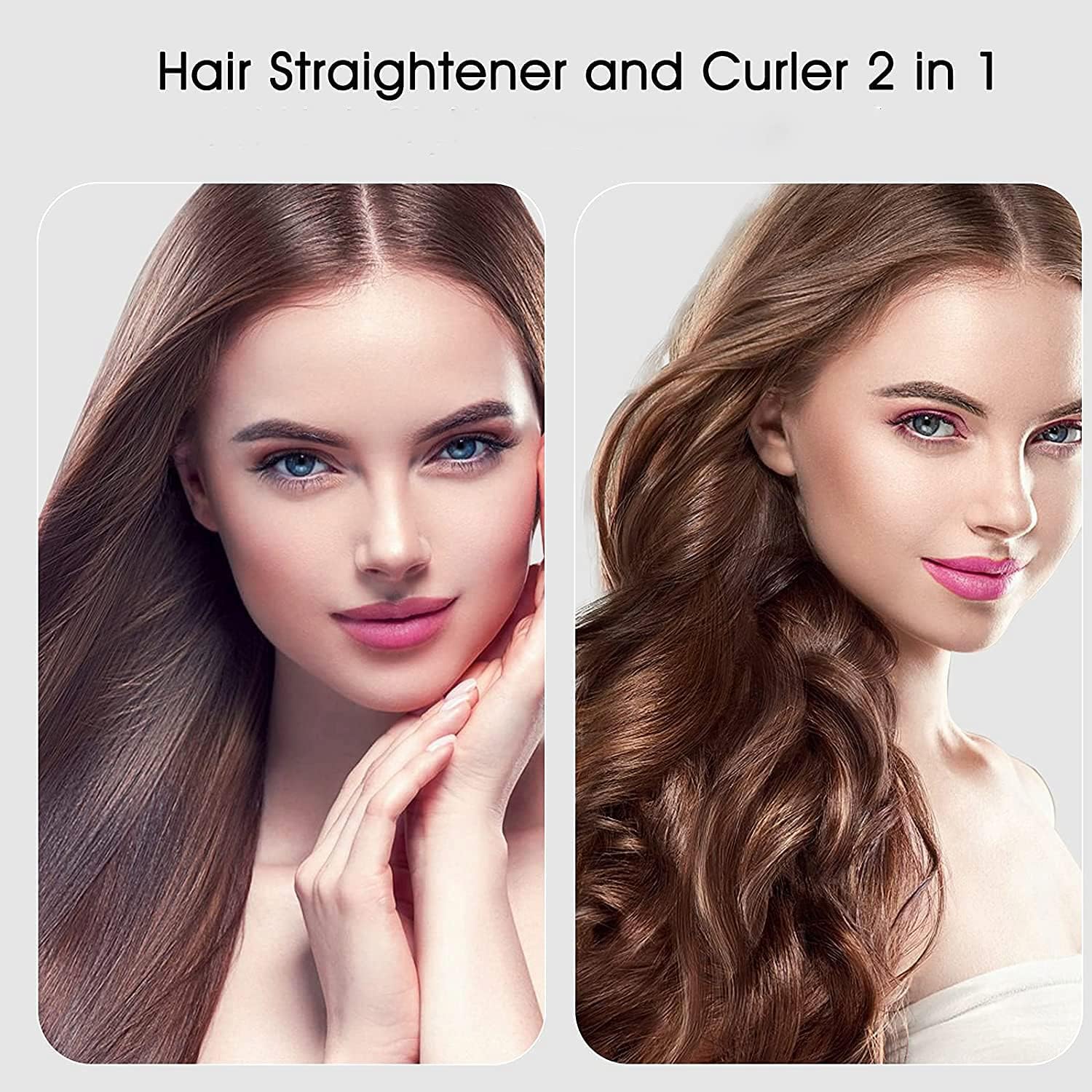 DORISILK Steam Hair Straightener and Curler Iron 2 in 1, Professional Salon Infrared Flat Iron Wide Tourmaline Ceramic Plate, Vapor Straighteners for Hair 450 Degrees Adjustable Temp, 2 Inch Black