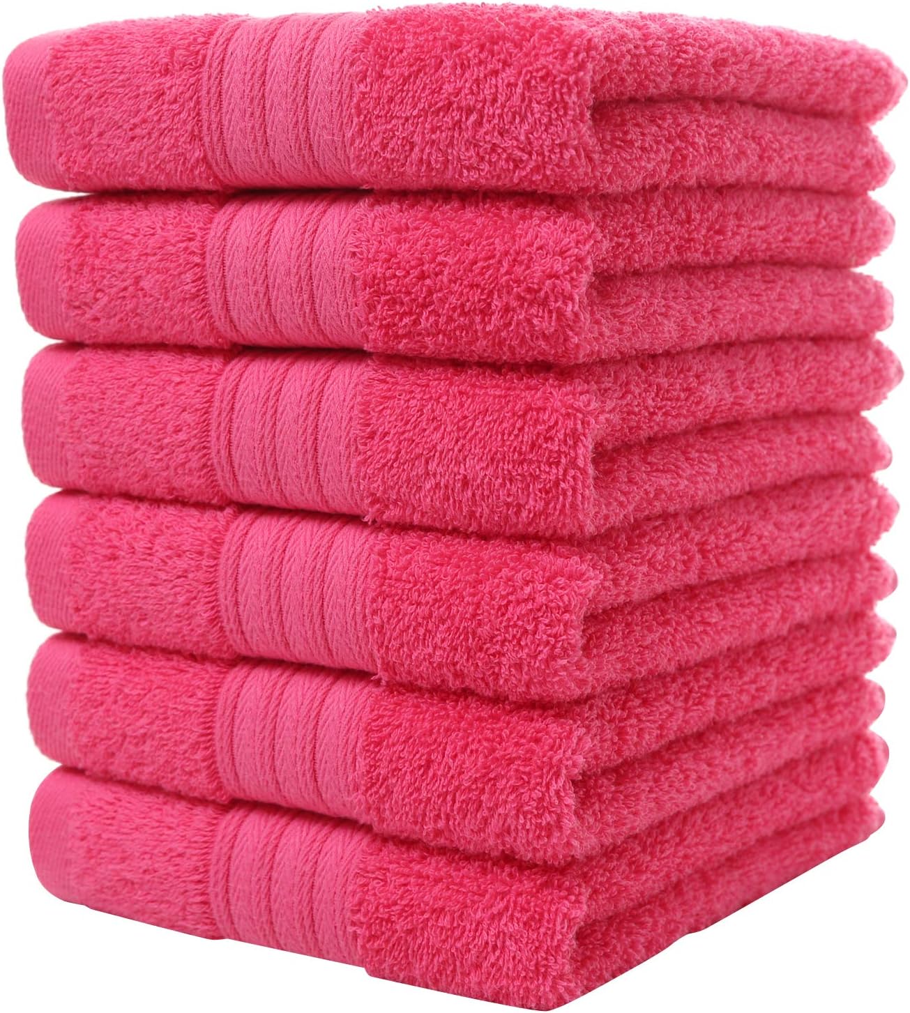 Cotton Hand Towels (6Pack, Pink, 40x72 cm) Easy Care,Multipurpose