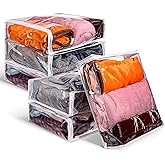 6 Packs Clear Zippered Storage Bags Sweater Moth Bags Plastic Storage for Blankets Clothes Bed Sheet Organizer with Zipper for Closet Linen Sweater Bed Sheet Clothes Pillow(16 x 14 x 4 Inch)