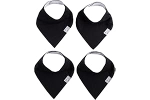 Copper Pearl Baby Bandana Bibs - 4 Pack Soft Cotton Baby Bibs for Drooling and Teething, Absorbent Drool Bibs for Baby Girl and Boy, Adjustable to Fit Newborns to Toddlers (Black Basics)