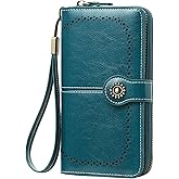 TFKGS Wallet for Women RFID Blocking Leather Large Capacity Card Holder Ladies Phone Clutch Travel Long Purse Wristlet | RFID Blocking, Leather, Large Capacity, Ladies, Travel