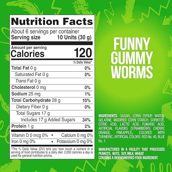 COLOMBINA CHEWZME SOUR GUMMY WORMS, SOUR GUMMY CANDY, 6 OZ (PACK OF 1)