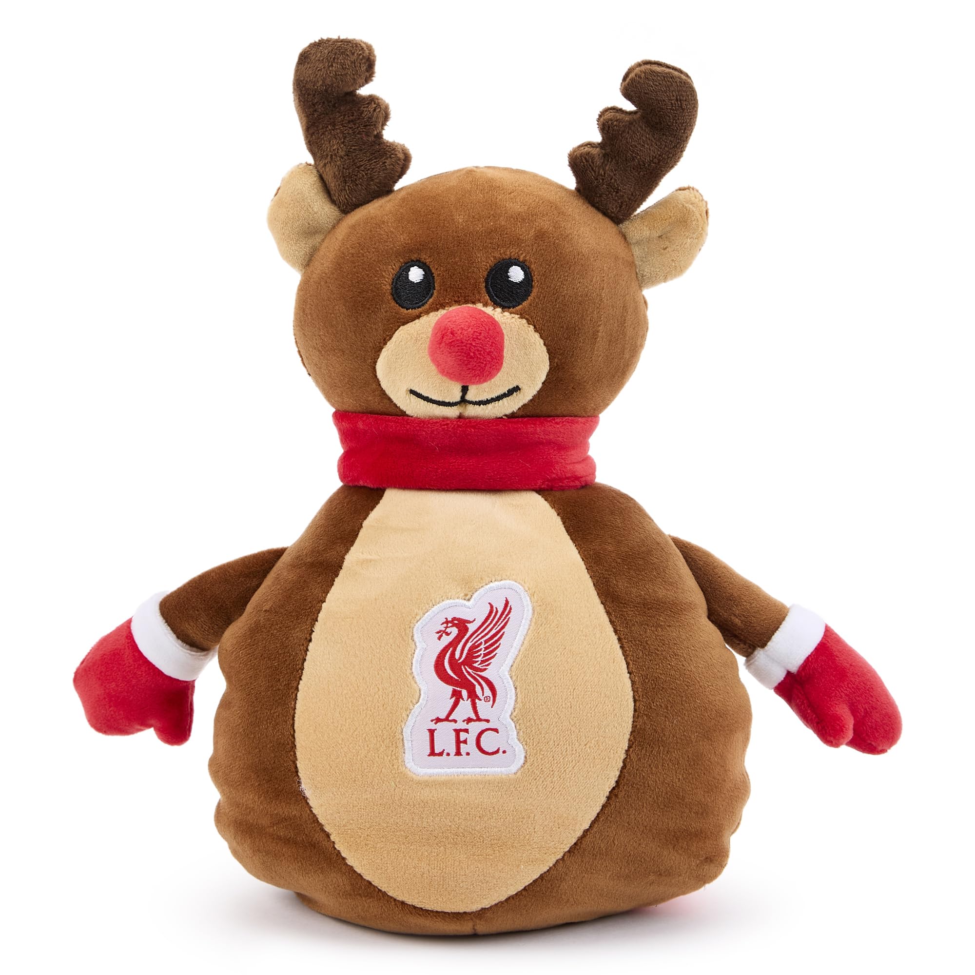 Zappi Co Liverpool FC Reindeer Plush Toy – Squishy cuddly Christmas Rudolph the Red-Nosed reindeer decoration (25cm height) Festive décor stocking fillers supporters of The Reds
