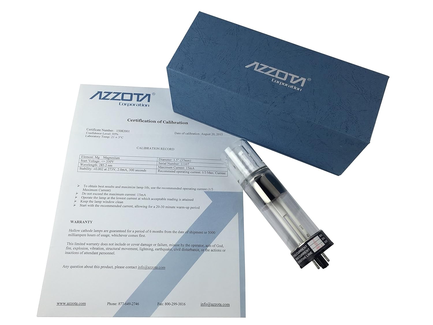 Azzota Hollow Cathode Lamps Manganese - Mn, Single Element Lamps, 2 pin socket Wavelength: 279.5 nm Maximum Current: 20mA: Industrial & Scientific