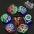 HTPOW Light up LED Dice Set of 7 USB Rechargeable Light Up DND Dice with Charging Box, Shake to Glowing Dice for Dungeons and Dragons Role Playing Dice Tabletop Games