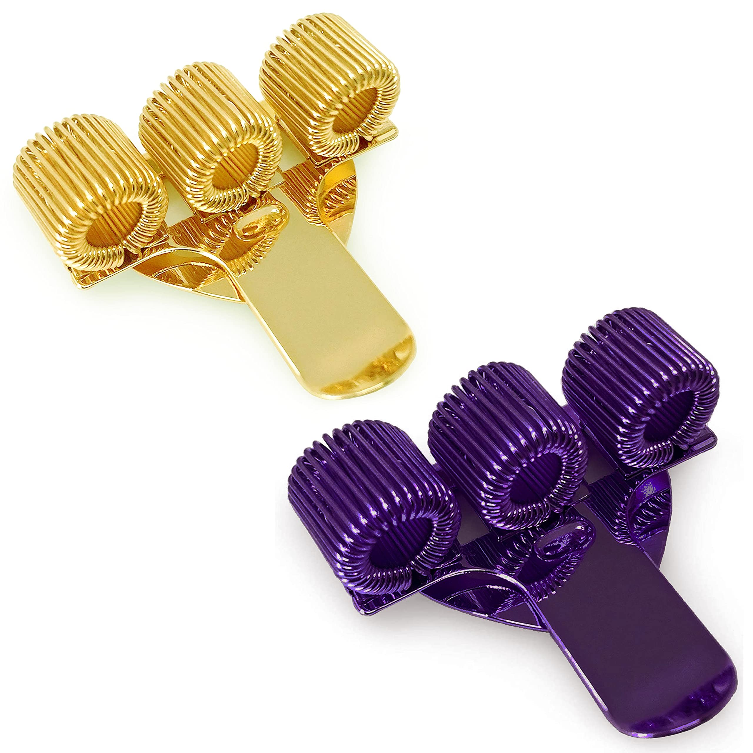 Ashton and Wright - Triple Metal Pen Holder with Pocket Clip - Ideal For Doctors/Nurses/Pilots - [Pack of 2] - Gold and Purple