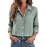 Rapbin Button Down Shirts for Women Long Sleeve Wrinkle Free Dress Shirts Casual Collared Blouses Business Work Tops