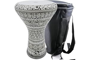The 17" Zaza Percussion Egyptian Mother of Pearl Darbuka Doumbek (Black Stars)