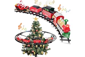 SUGOLIS Christmas Train Set for Around The Tree Train Toys for Toddlers with Luxury Track & Glowing,Lights & Sound,Train Carriages & Tracks for 3 4 5 6 7 8+ Years Old Kids Decoration Indoor