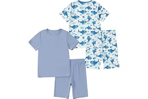 MICHLEY Bamboo Toddler Pajamas 2-8T Soft Bamboo Sleepwear Short Sleeve PJS Set, Top Shorts Casual Outfit, Gift for Boys Girls