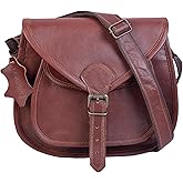 Premium Leather Vintage Crossbody Satchel Bag, Brown Handcrafted Purse, Adjustable Strap, Leather Woman Purses And Lightweight Travel Purse