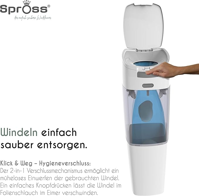 Poubelle Anti Odeur Systeme Inodore Avec Manipulation Dune Seule Main Spross Poubelle A Couche De Bebe Avec Cassette De Recharge Poubelles A Couches Et Seaux A Langer Poubelles A Couches Et Recharges
