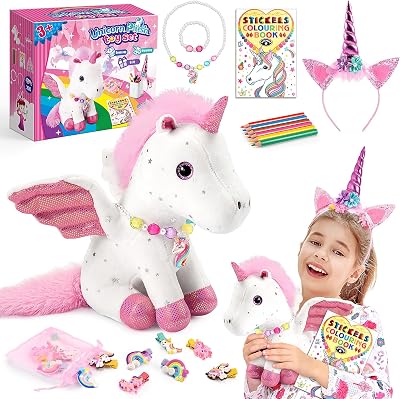 EUCOCO Unicorn Plush Toys Set for Girls 3-8 with Accessories