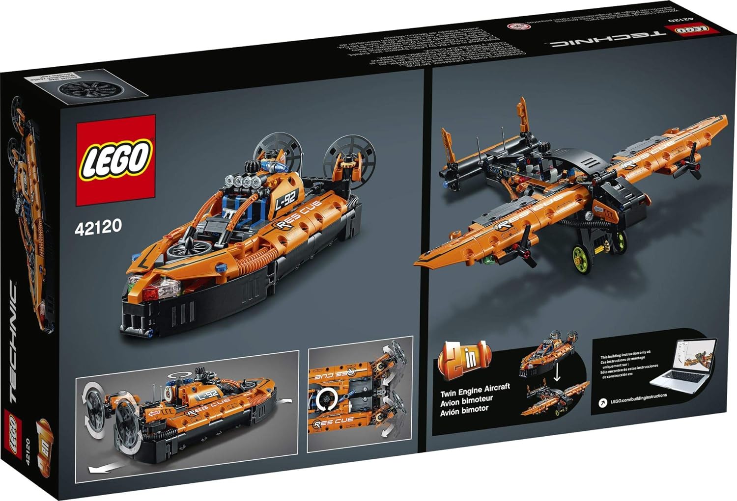 LEGO Technic Rescue Hovercraft 42120 Model Building Kit; This Awesome Toy Hovercraft Makes A Great Gift for Any Occasion, New 2021 (457 Pieces): Toys & Games