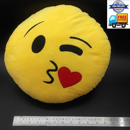 Amazon 投げkiss Decorative Soft Plush Stuffedイエロー絵文字スマイリー絵文字部屋装飾投げ枕 投げkisses ぬいぐるみ 文房具 オフィス用品
