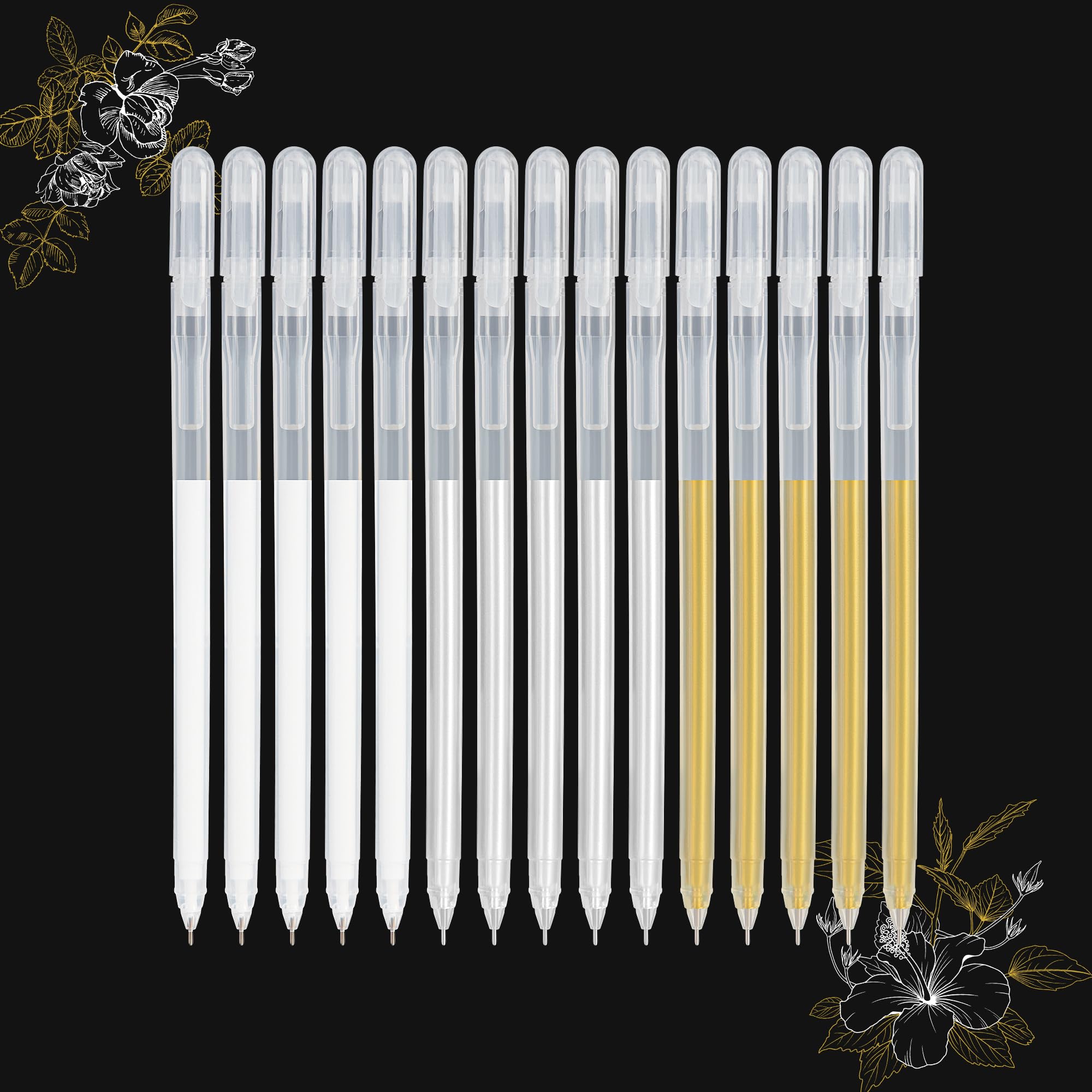 SMOOTHERPRO White Gold Silver Gel Pen Set | Highlight Gel Ink Pen | 0.6mm Fine Art Liner Drawing Pen | for Black Dark Paper Drawing Sketching Design Supplies (GWS06-18) | 18 Pack