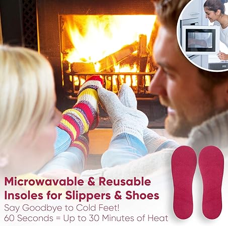 Amazon Com Heated Insoles For Cold Feet Heated Slipper Sock Or Shoe Inserts For Instantly Warm Feet Discreet For Use Anywhere Reusable Reheatable Washable Good Night S Sleep Women S One