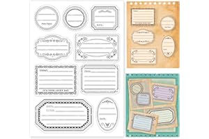 PH Pandahall Clear Label Stamps, Frame Silicone Clear Stamps Vintage Transparent Seals for DIY Photo Albums, Holiday Cards, Scrapbooking, Gift Tags and Other Craft Projects