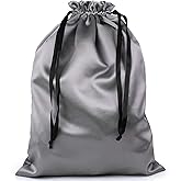 PlasMaller Dust Cover Storage Bags Thick Silk Cloth Pouch with Drawstring For Luxuries Handbags Tote Purses Shoes Boots, Silver (12.6 x 15.7 in)