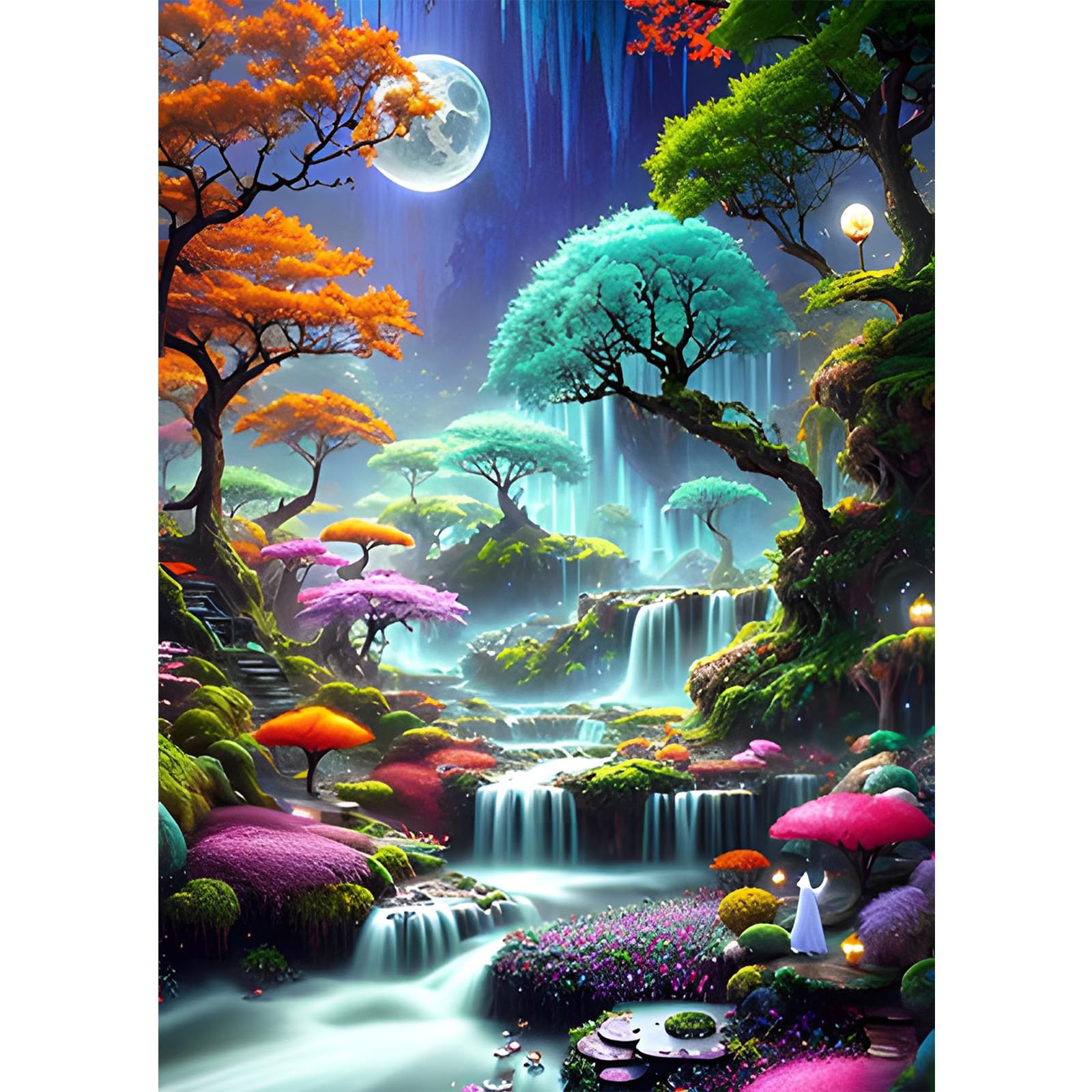 NAIMOER Landscape Diamond Painting Kits for Adults, DIY 5D Diamond Painting Tree and Waterfall, Full Drill Diamond Art Kits Perfect for Relaxation and Home Wall Decor 30x40cm