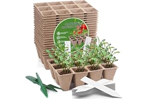 QDBNW 240 Cells Seed Starter Tray Kit, Biodegradable Peat Pots for Seedlings Trays, Plant Starter Seed Germination Kit with 40 Labels and 2 Transplant Tools (20, 240 Cells)