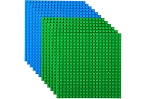 Strictly Briks Compatible with Lego 12 Pack Classic Stackable Baseplates 6x6, for Building Bricks, 20x20 Studs Plates Mats, Stackable for Top & Bottom Sides, 12 Blue/Green