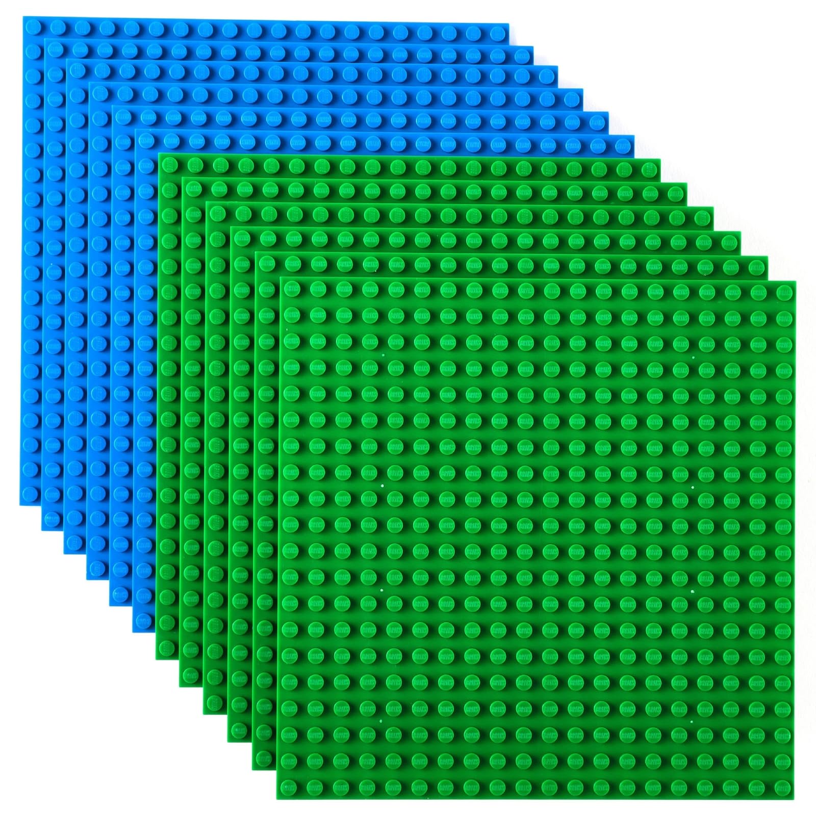 Strictly Briks Premium Green And Blue Colored 15cm X 15cm Construction Base Plate 12 Pack - Compatible with LEGO Blocks, Compatible with LEGO Baseplates
