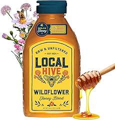 Local Hive Wildflower Raw & Unfiltered – 16 oz | 100% Pure U.S. Honey | Natural Sweetener Sourced from American Bees & Beekee
