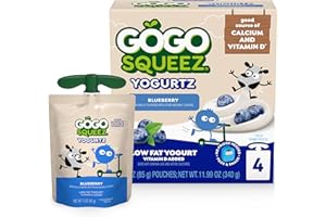 GoGo squeeZ yogurtZ Blueberry, 3 oz (Pack of 4), Kids Snacks Made from Real Yogurt and Fruit, Pantry Friendly, No Fridge Needed, Gluten Free and Nut Free, BPA Free Pouches (Packaging May Vary)
