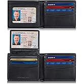 SERMAN BRANDS 2 ID Window Wallet for Men RFID Blocking Leather, Bifold Top Flip, Extra Capacity Travel Wallet