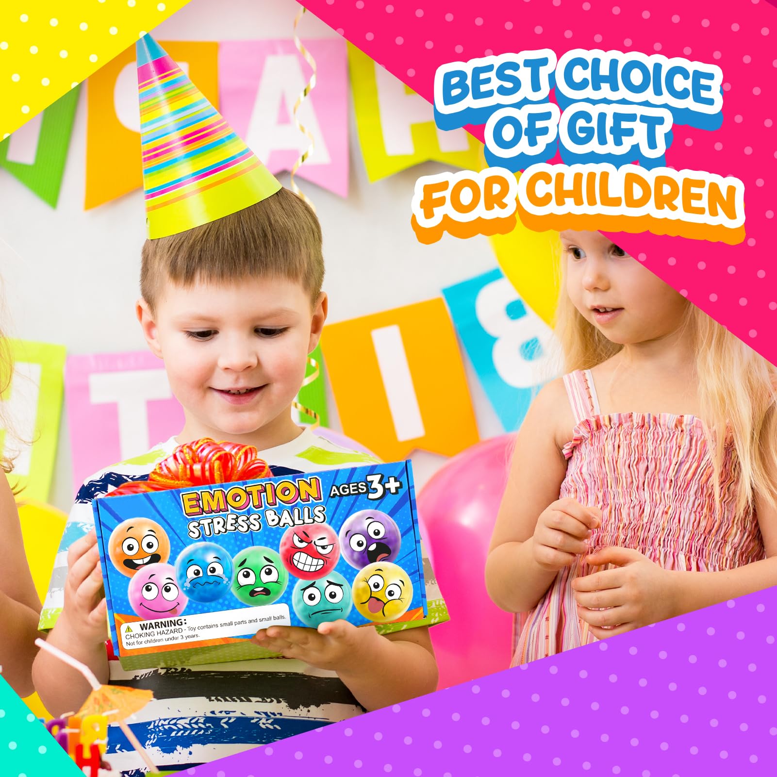 Sensory Stress Balls for Kids: Squishy Fidget Balls for Adults Anxiety Relief Emotional Squeeze Toys for Kids with Autism Funny Squishy Toys for Hand Exercises - Calm Down Party Favors