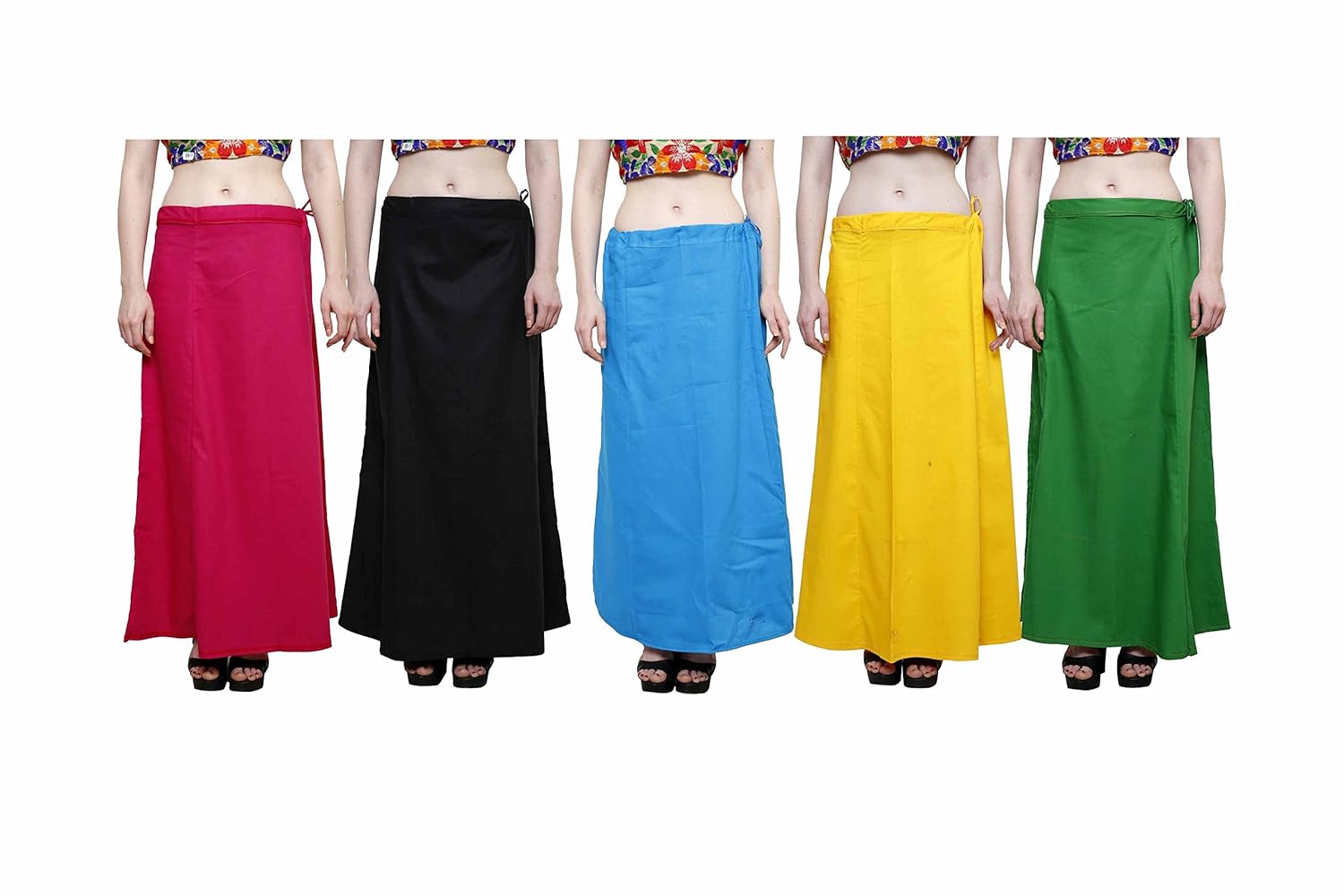 efashion women's cotton combo of 5 underskirts (multicolor_free size)