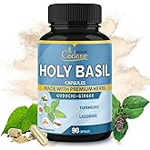 Organic Cadane Holy Basil Supplements Capsules, 5in1 with Guduchi, Ginger, Turmeric Curcumin, Licorice - Support Immune - 90 Capsules for 3 Months