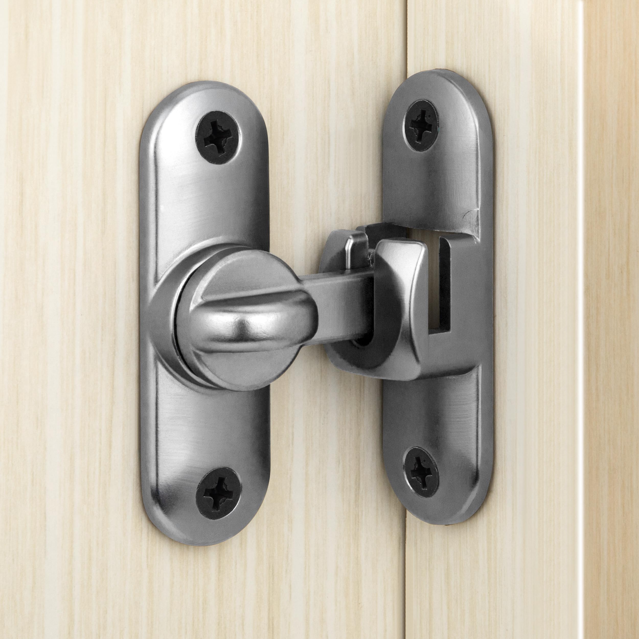 Heveer Degree Flip Barn Door Lock Sliding Barn Door Lock Hardware Security Door Latch for 90 Degree and 180 Degree (Grey)