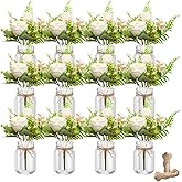 TANEMUDO 12 Pcs Mason Jar Table Centerpiece Floral Table Centerpiece Vases with Flower for Wedding Reception Party Decor