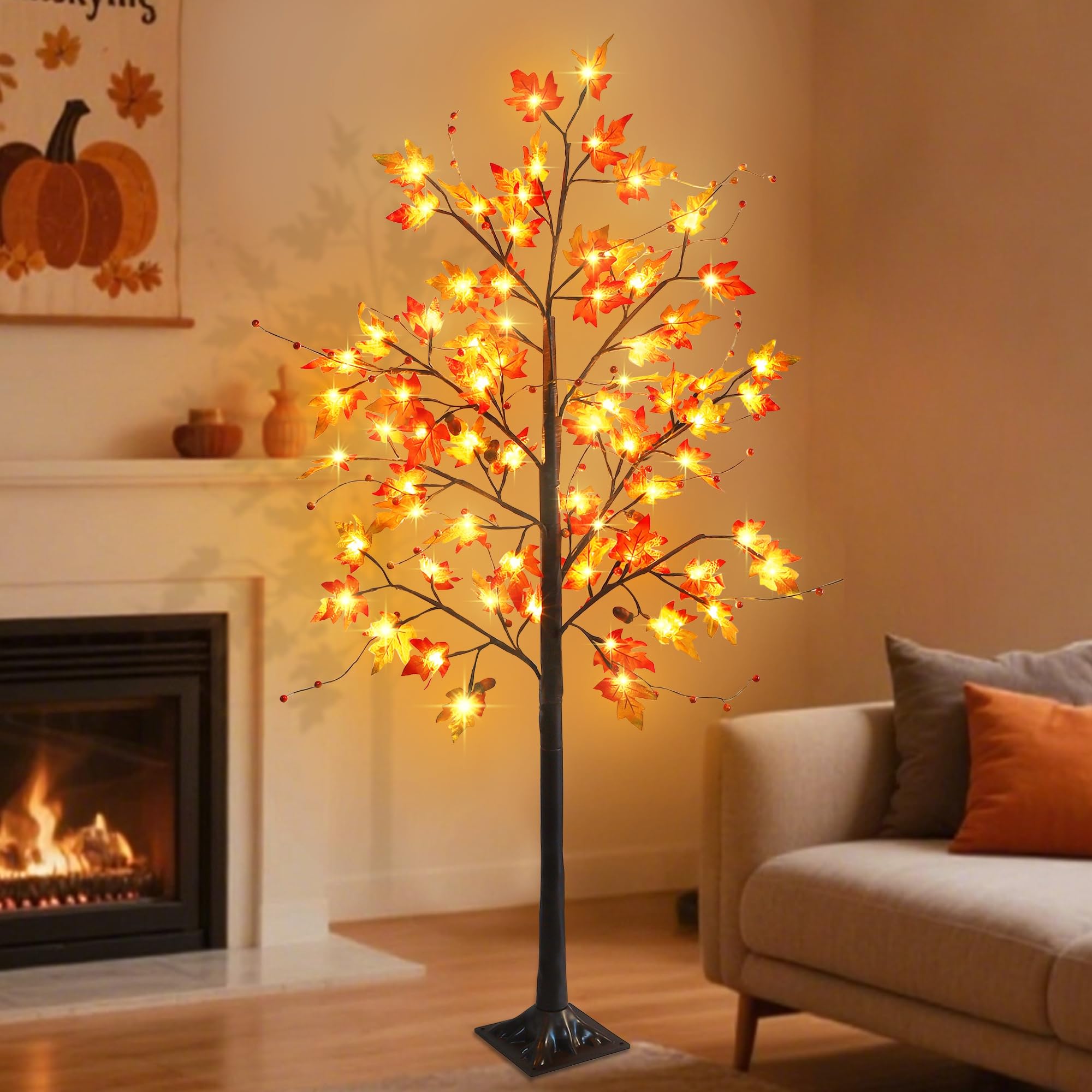 Photo 1 of FORUP LED Lighted Maple Tree, 5 FT Lighted Artificial Tree for Thanksgiving Harvest Fall Festival Halloween Home Party Decoration (1 Pack)