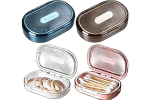 4 Pcs Hair Tie Container Small Portable Travel Cotton Swab Holder Flosser Dispenser with Lid Plastic Box Storage Containers f