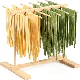 Bamboo Pasta Drying Rack with Transfer Wand and 12 Bars, Noodle Drying Rack for Pasta, Pasta Dryer Stand, Pasta Hanger for Kitchen