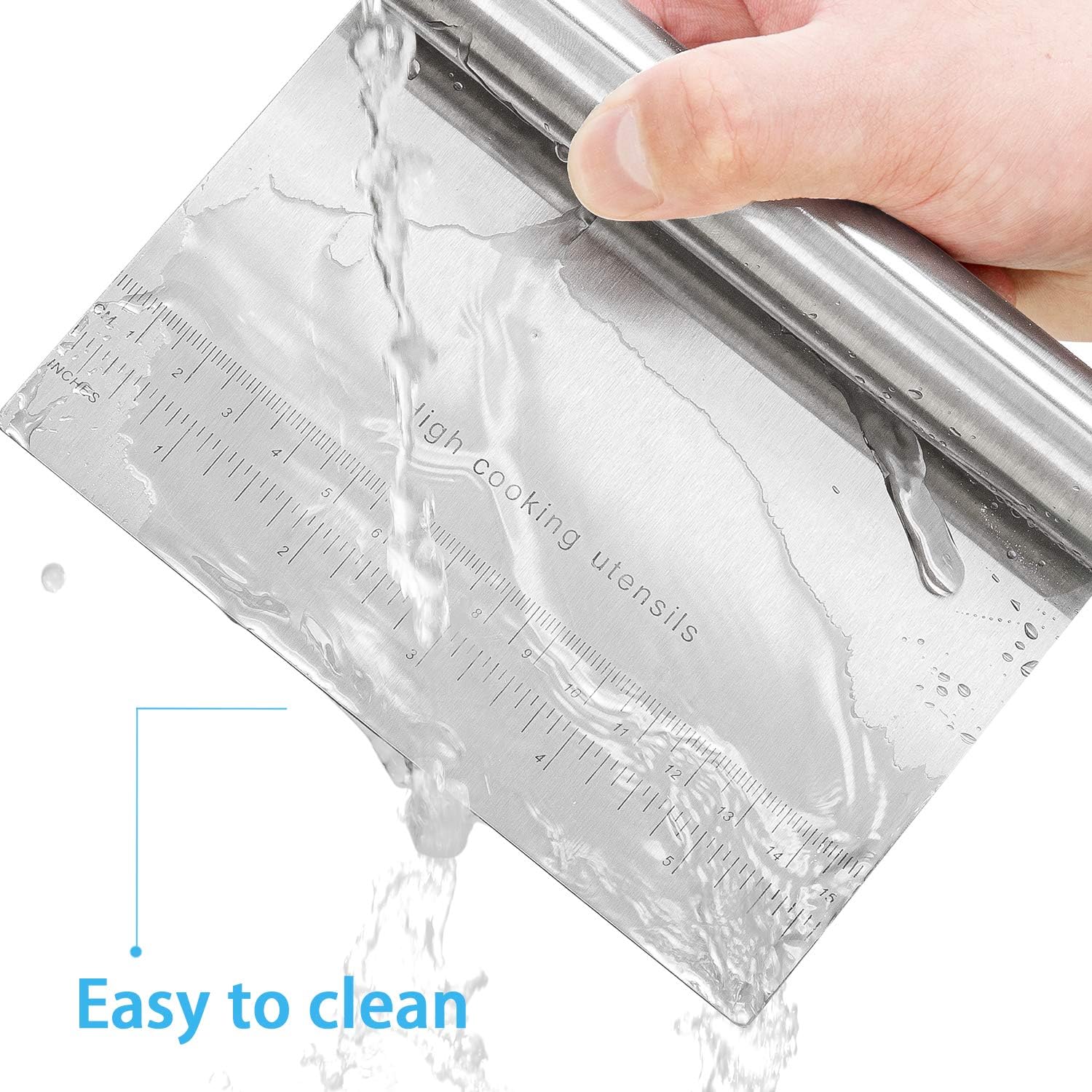 Pro Dough Pastry Scraper/Cutter/Chopper Stainless Steel Mirror Polished with Measuring Scale Multipurpose- Cake, Pizza Cutter - Pastry Bread Separator Scale Knife (1): Kitchen & Dining